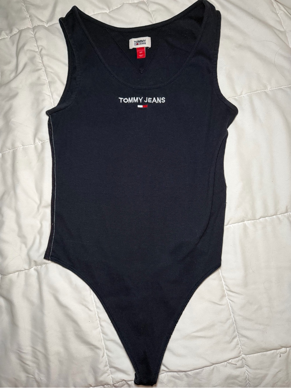 Tommy Hilfiger Navy Ribbed Logo Tank Bodysuit